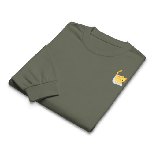 Premium heavyweight long sleeve shirt Orange Cat Laptop - Image 5