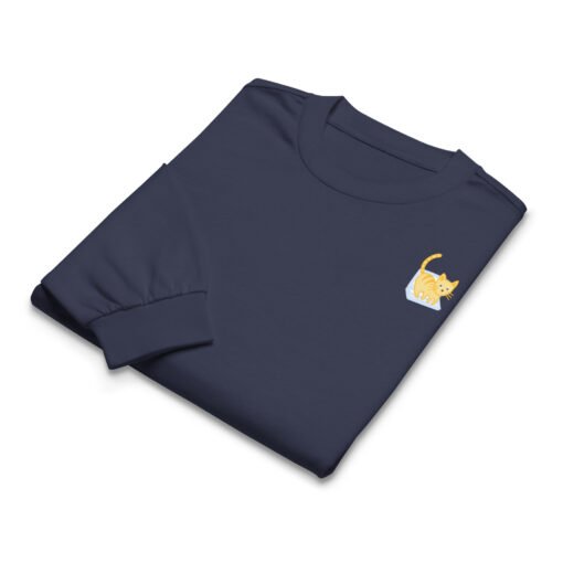 Premium heavyweight long sleeve shirt Orange Cat Laptop - Image 3