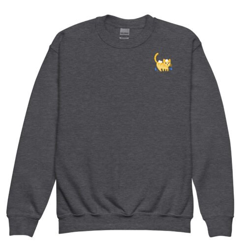 Youth crewneck sweatshirt Orange Cat Bathing - Image 5