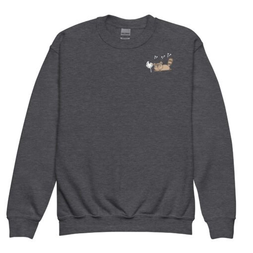 Youth crewneck sweatshirt Raccoon Dandelion - Image 4
