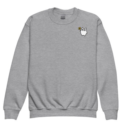 Youth crewneck sweatshirt Little Ghost Flower - Image 6