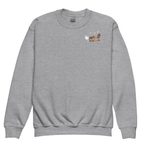 Youth crewneck sweatshirt Raccoon Dandelion - Image 5