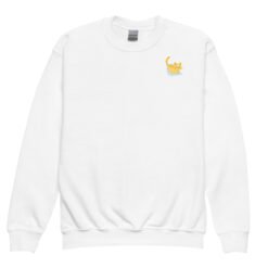 Youth crewneck sweatshirt Orange Cat Laptop