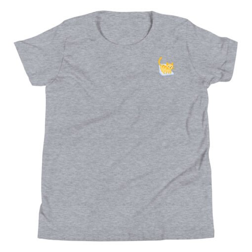 Youth Short Sleeve T-Shirt Orange Cat Laptop - Image 7