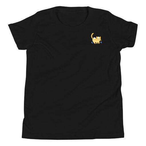 Youth Short Sleeve T-Shirt Orange Cat Bathing - Image 2