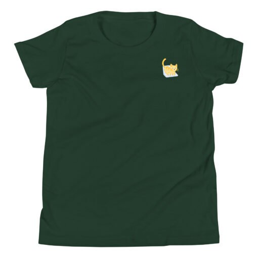 Youth Short Sleeve T-Shirt Orange Cat Laptop - Image 5