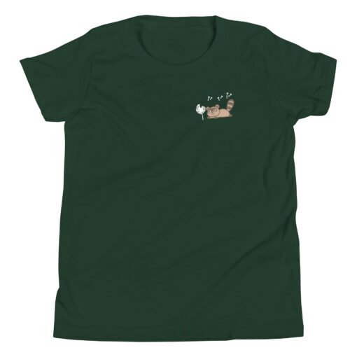 Youth Short Sleeve T-Shirt Raccoon Dandelion - Image 5