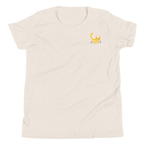 Youth Short Sleeve T-Shirt Orange Cat Bathing - Image 9