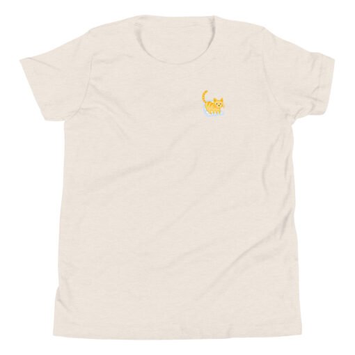 Youth Short Sleeve T-Shirt Orange Cat Laptop - Image 9