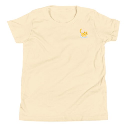 Youth Short Sleeve T-Shirt Orange Cat Laptop - Image 10