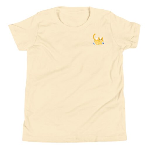 Youth Short Sleeve T-Shirt Orange Cat Bathing - Image 10