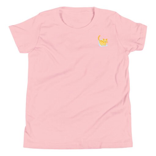 Youth Short Sleeve T-Shirt Orange Cat Laptop - Image 8