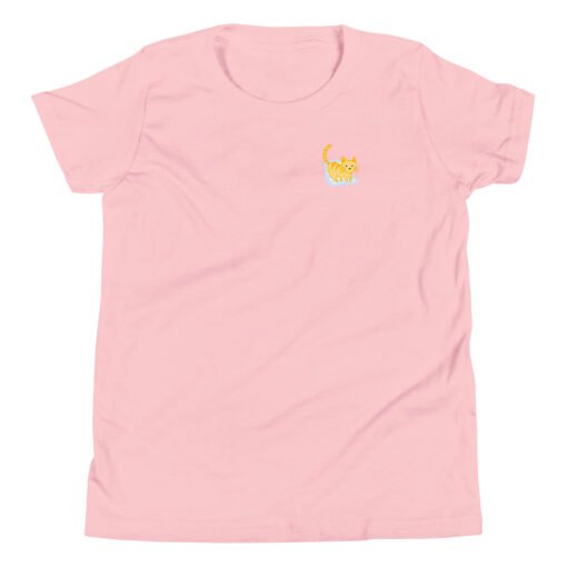 Youth Short Sleeve T-Shirt Orange Cat Laptop - Image 8