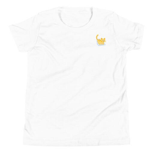 Youth Short Sleeve T-Shirt Orange Cat Laptop