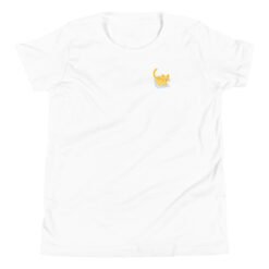 Youth Short Sleeve T-Shirt Orange Cat Laptop